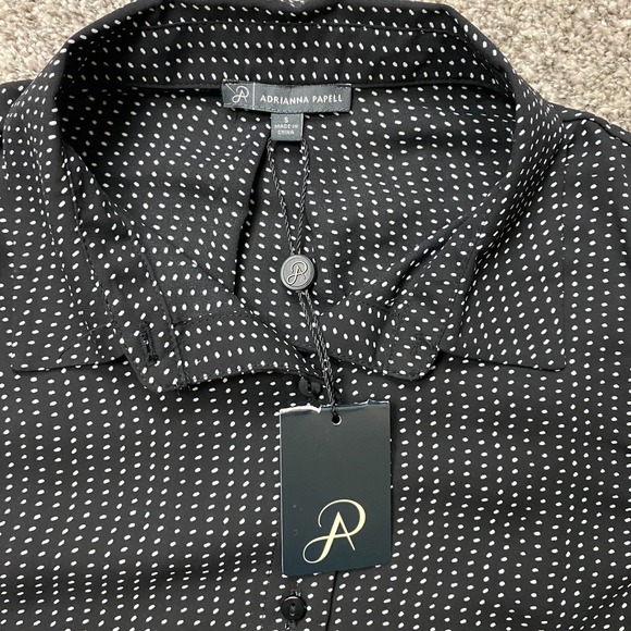 Adrianna top womens S blouse shirt Polka dot Lightweight tie‎ bow Sleeveless - Picture 2 of 8